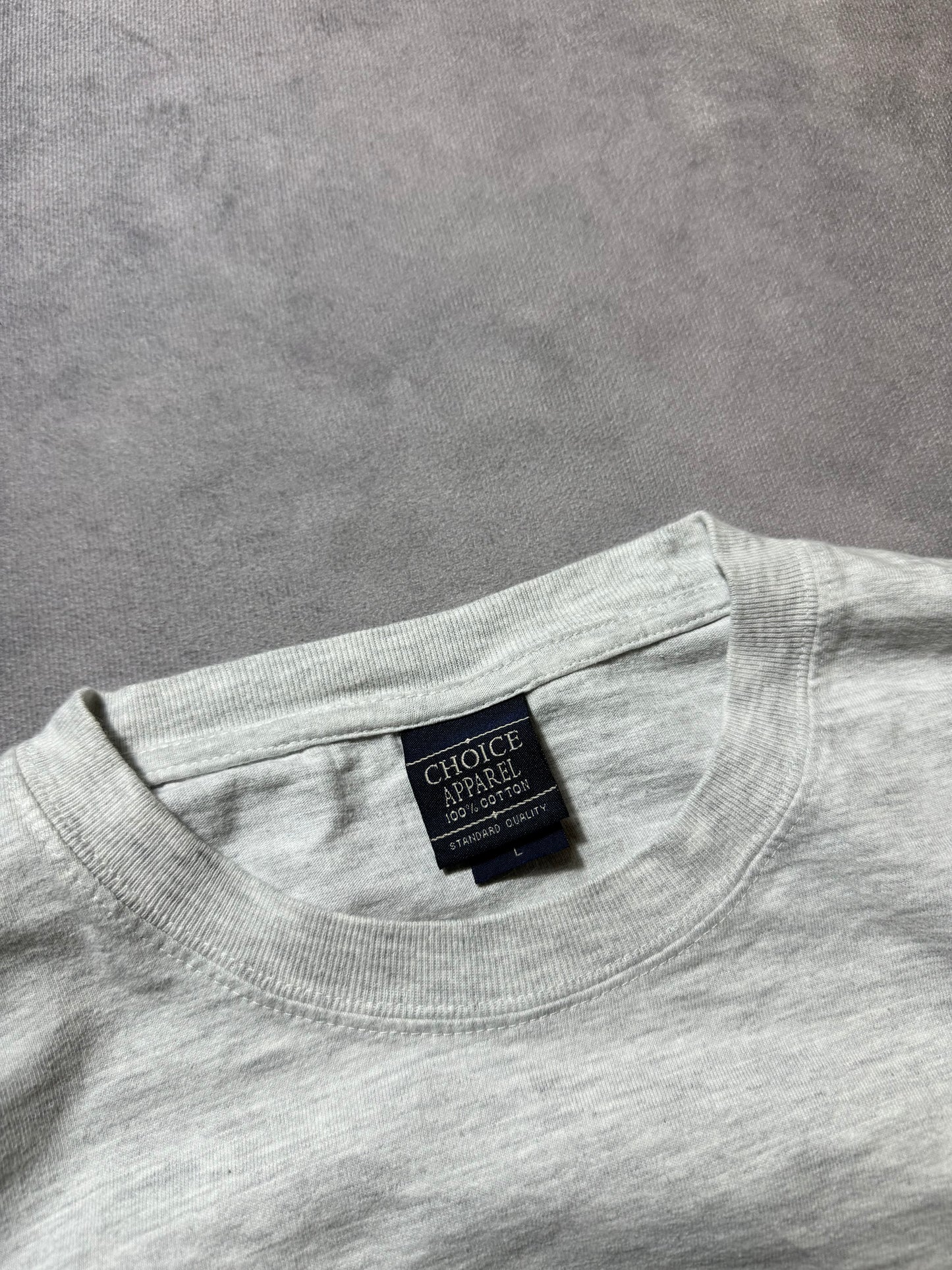 00’s Carolina Panthers Vintage Heather Grey Cat Scratch Font NFL Longsleeve Tee (Medium)