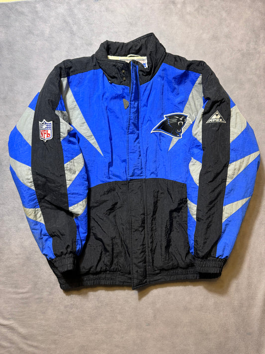 90’s Carolina Panthers Vintage Apex One Burst Colorblocked NFL Puffer Jacket (XL)