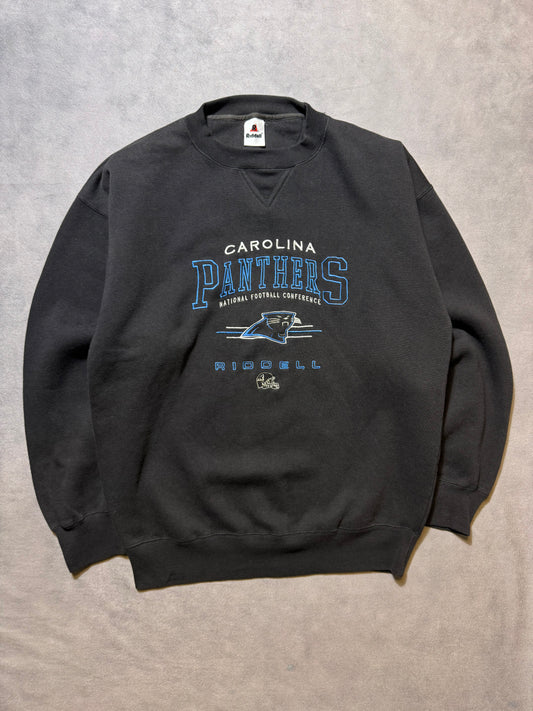90’s Carolina Panthers Vintage Black Riddell Athletic Embroidered NFL Crewneck (XL)