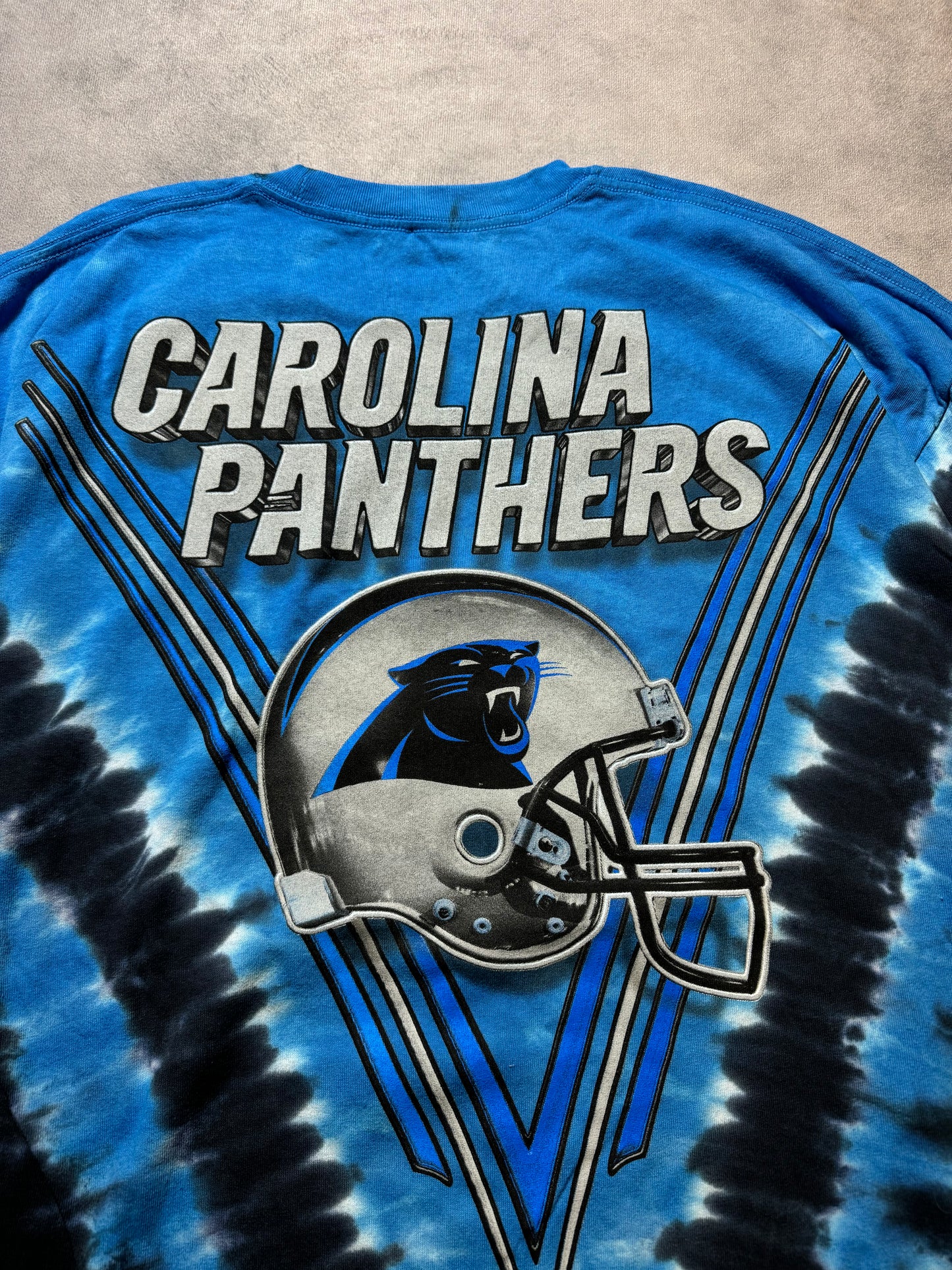 2010’s Carolina Panthers Majestic Brand Tie Dye Big Logo NFL Tee - Deadstock (XXL)