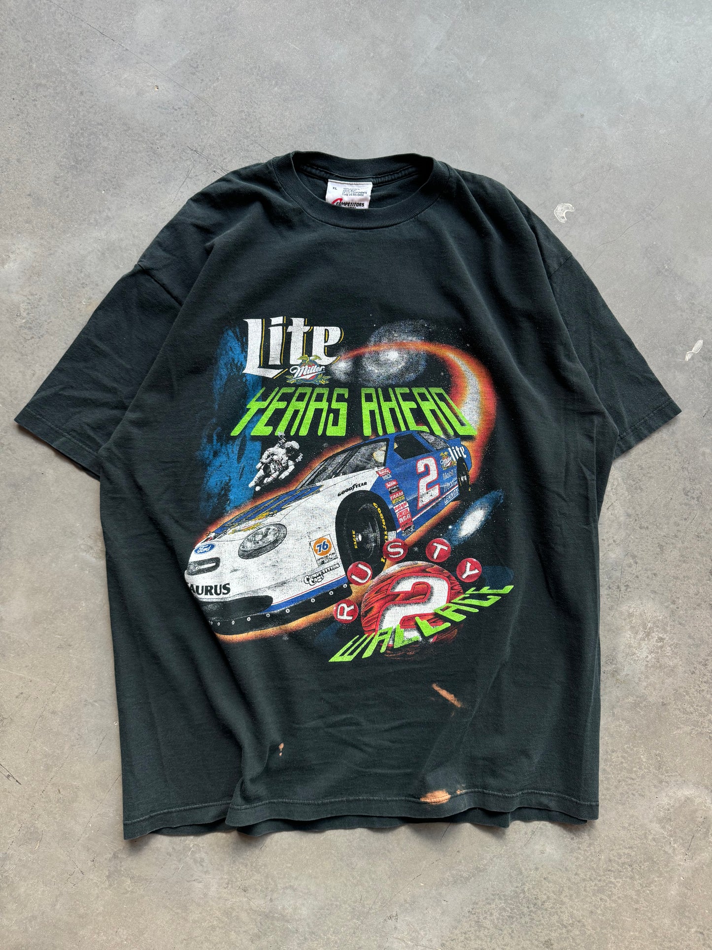 1998 Rusty Wallace Vintage Miller Lite “Lite Years Ahead” NASCAR Racing Tee (XL)