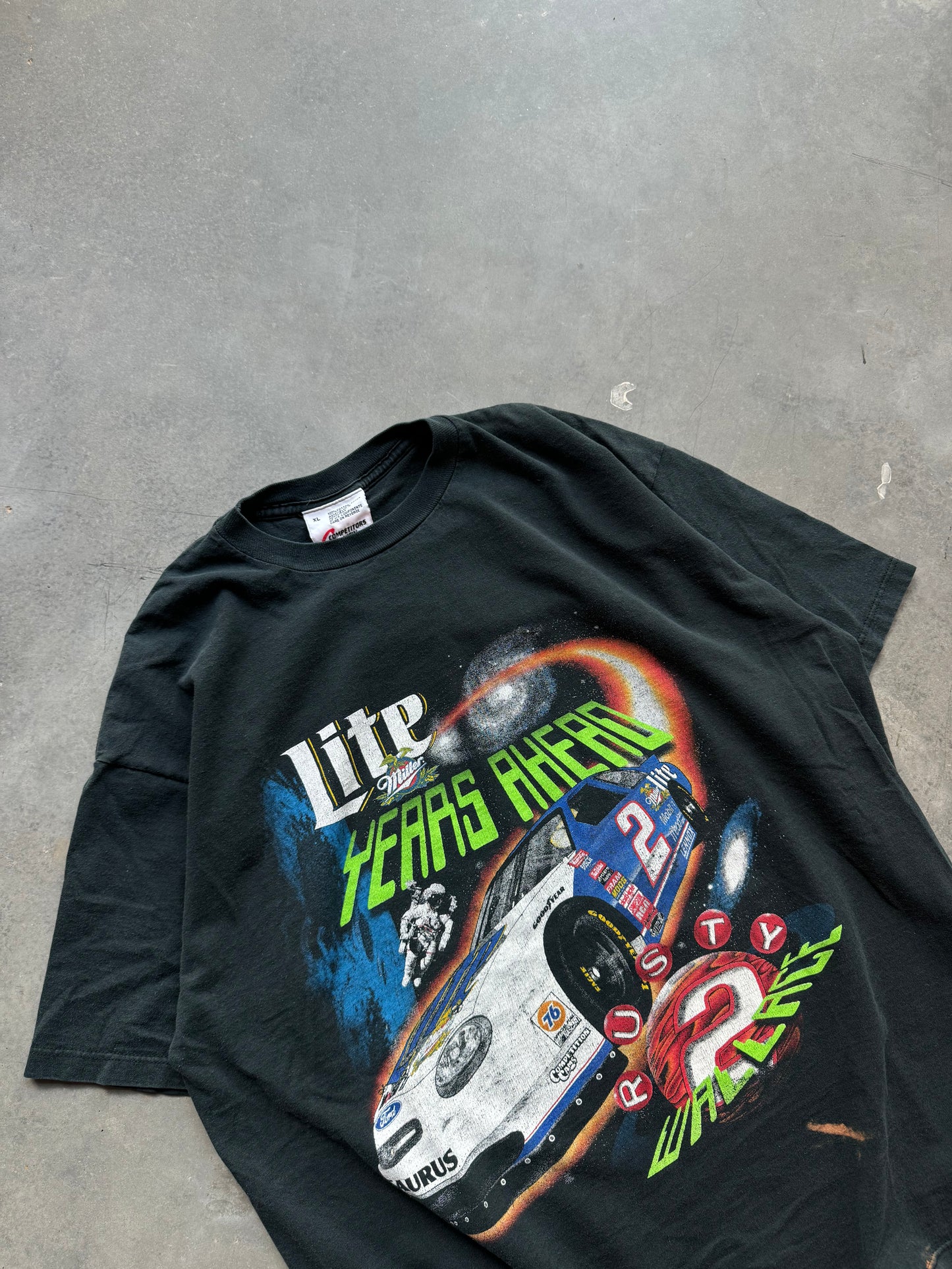 1998 Rusty Wallace Vintage Miller Lite “Lite Years Ahead” NASCAR Racing Tee (XL)