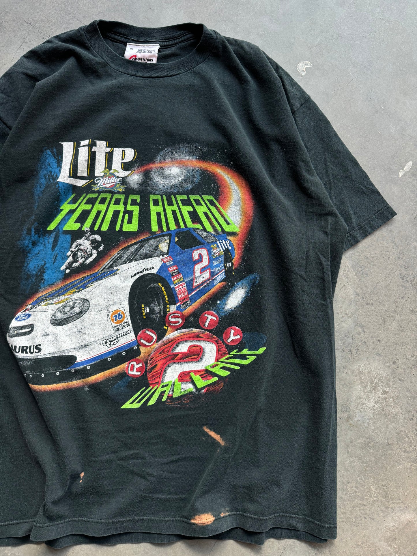 1998 Rusty Wallace Vintage Miller Lite “Lite Years Ahead” NASCAR Racing Tee (XL)