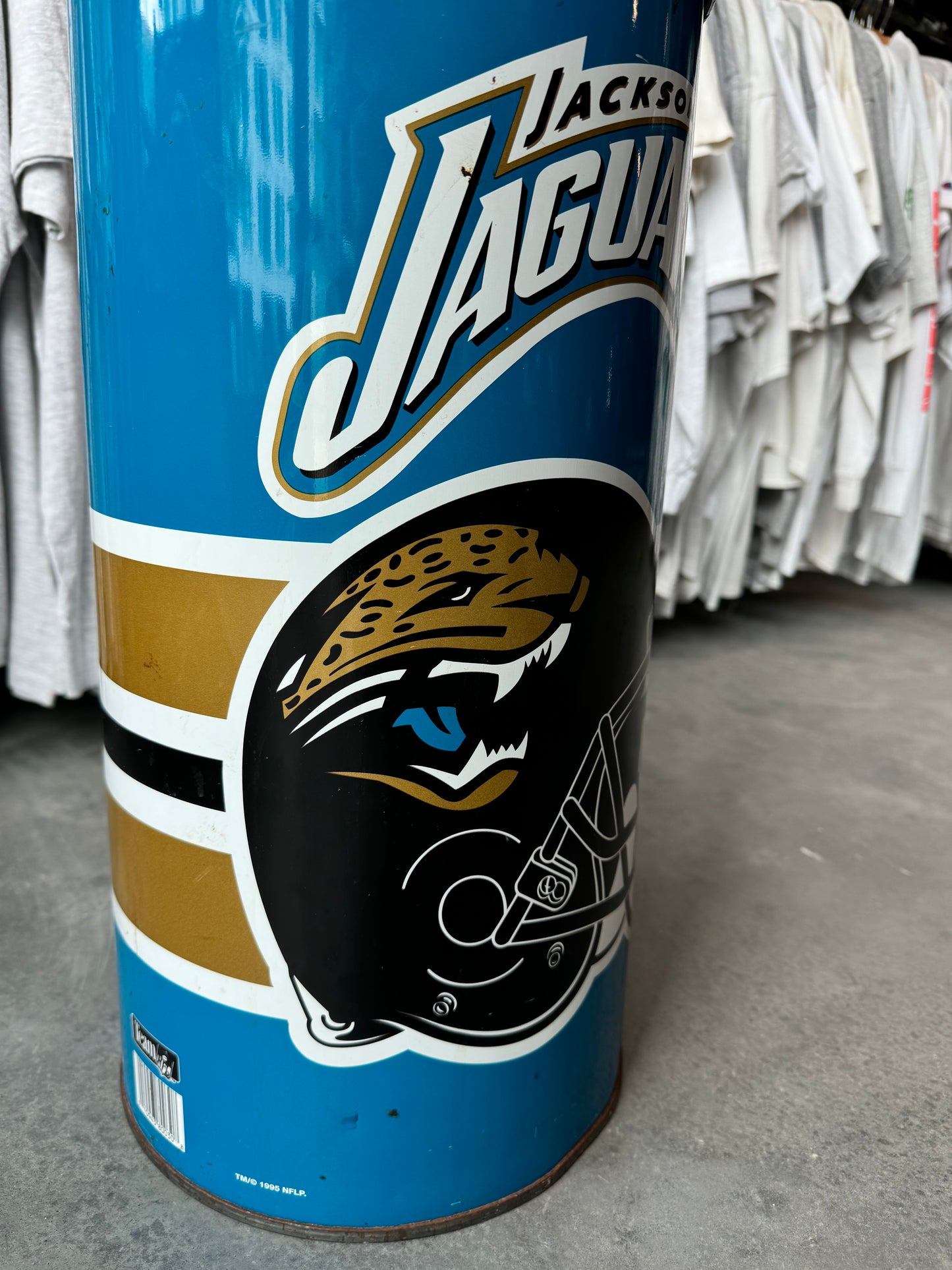 1995 Jacksonville Jaguars Vintage P&K Inaugural Season Printed NFL Tin Man Cave Trash Can