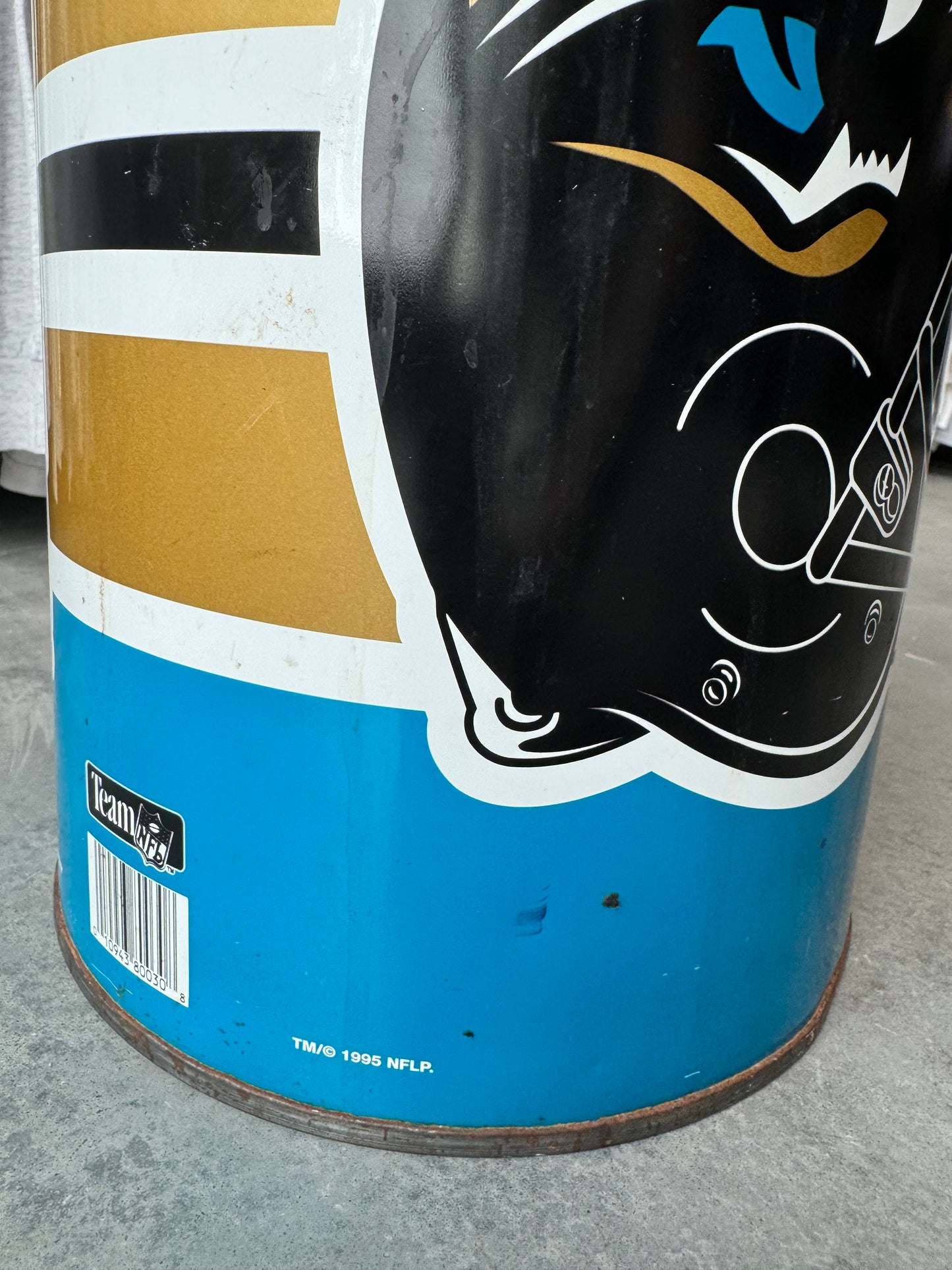 1995 Jacksonville Jaguars Vintage P&K Inaugural Season Printed NFL Tin Man Cave Trash Can