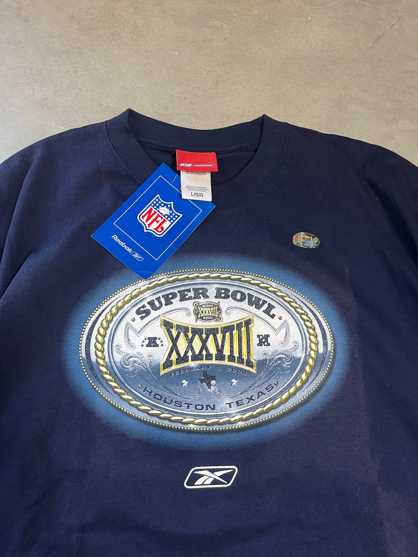 2004 Super Bowl XXXVIII Vintage Reebok NFL Tee - Deadstock (Large)