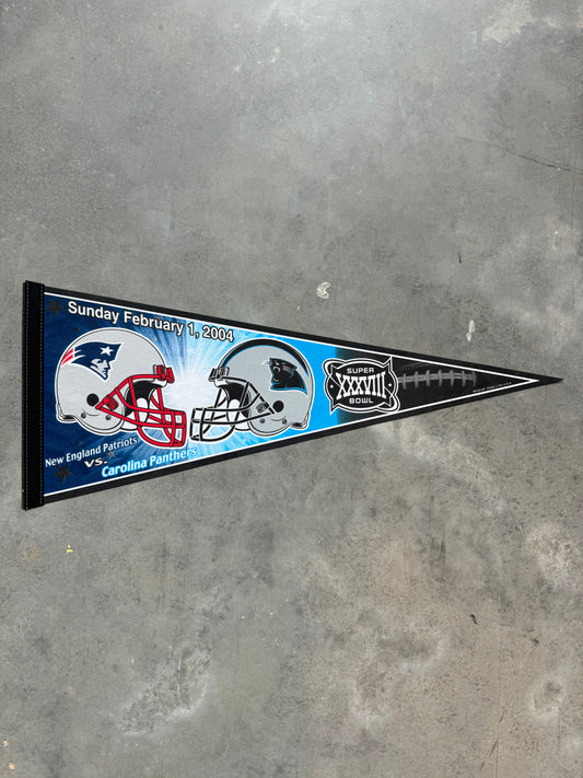 2004 Carolina Panthers vs. New England Patriots Super Bowl XXXVIII Vintage NFL Pennant - Brand New