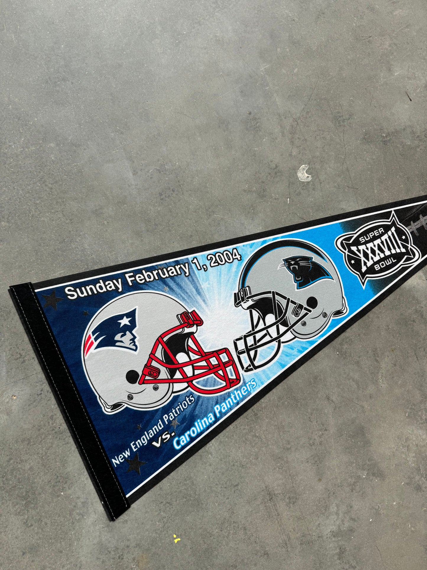 2004 Carolina Panthers vs. New England Patriots Super Bowl XXXVIII Vintage NFL Pennant - Brand New