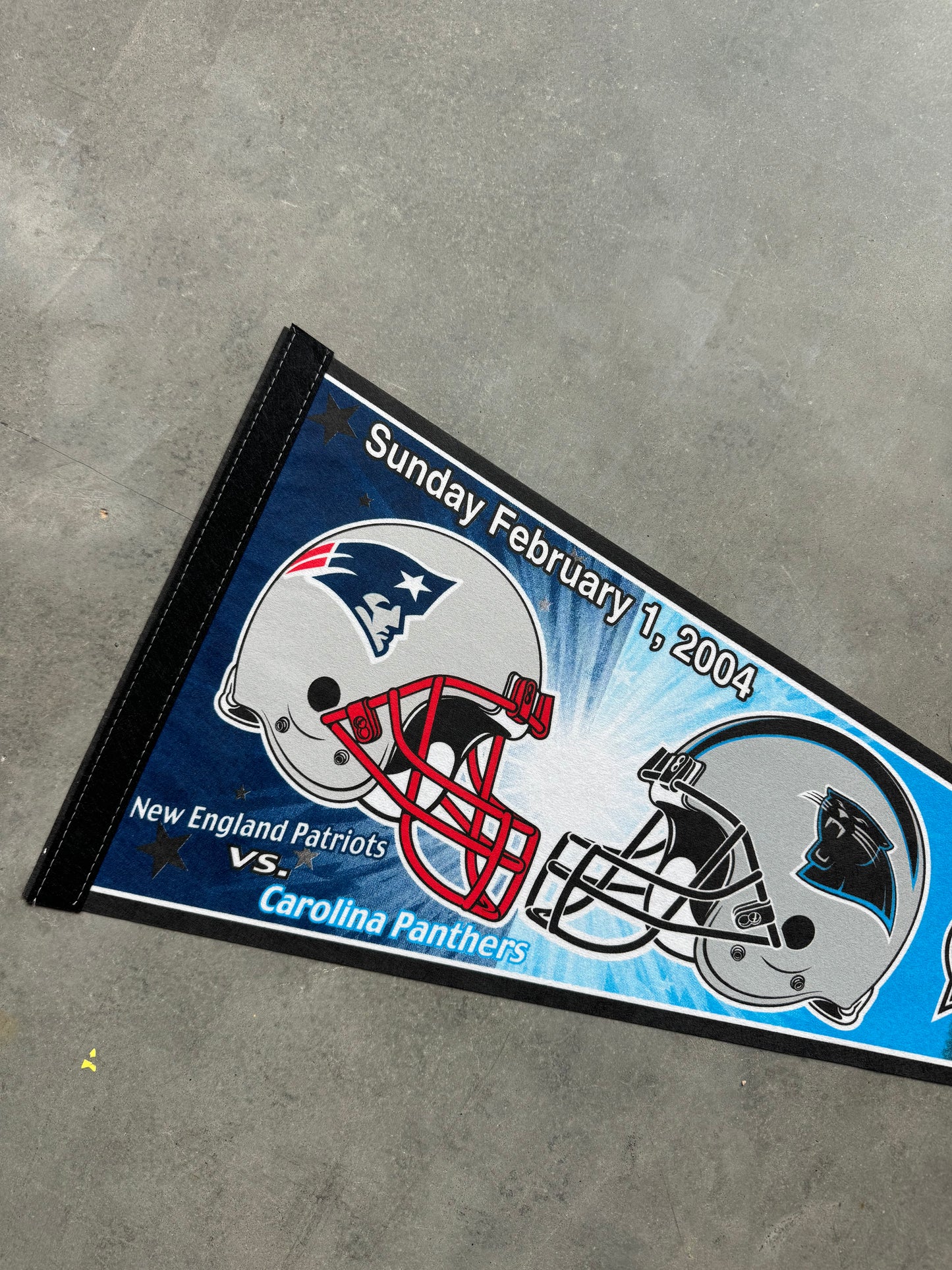 2004 Carolina Panthers vs. New England Patriots Super Bowl XXXVIII Vintage NFL Pennant - Brand New