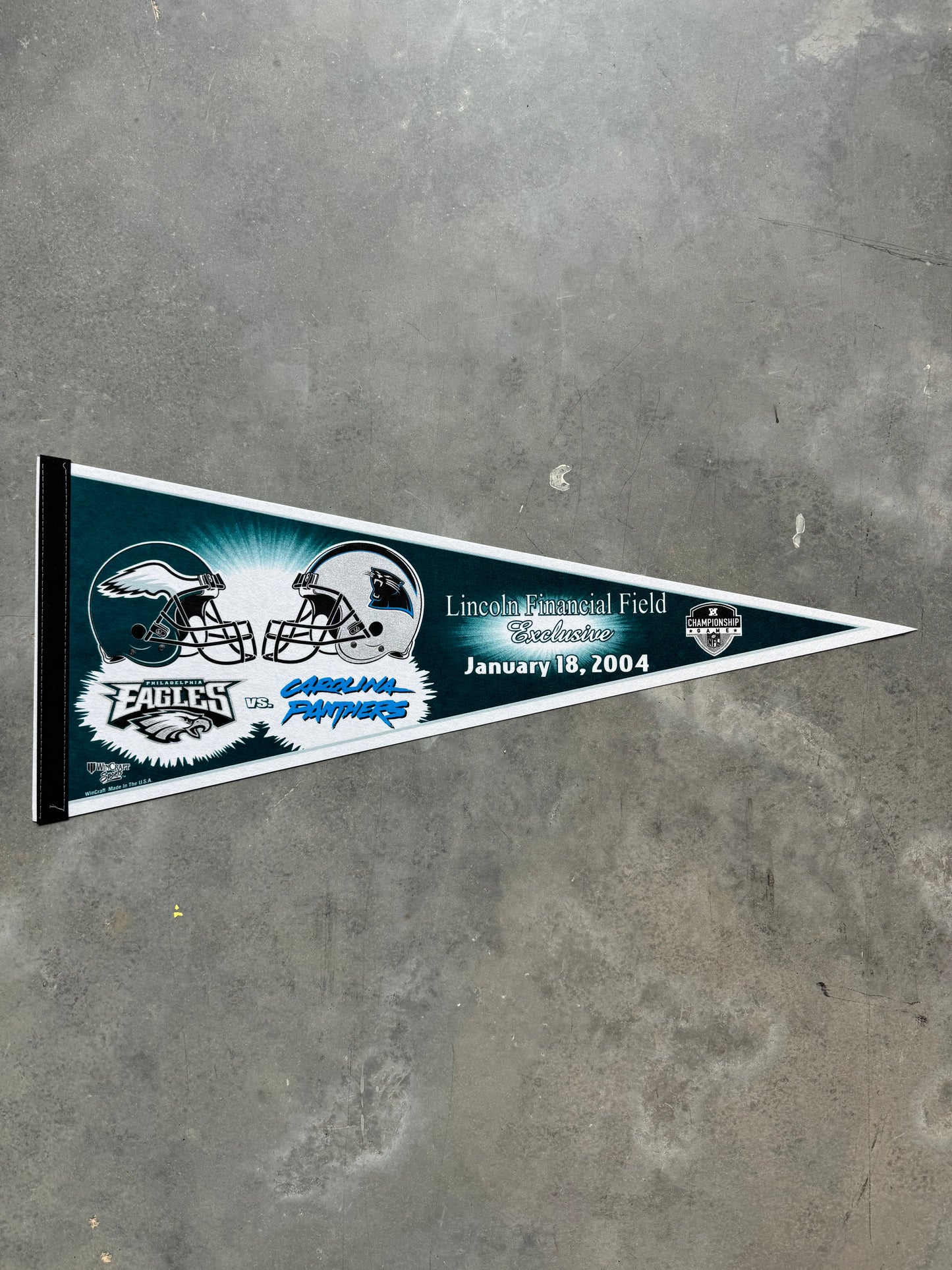 2004 Carolina Panthers vs. Philadelphia Eagles NFC Championship Game Lincoln Financial Field Exclusive Vintage NFL Pennant - Brand New