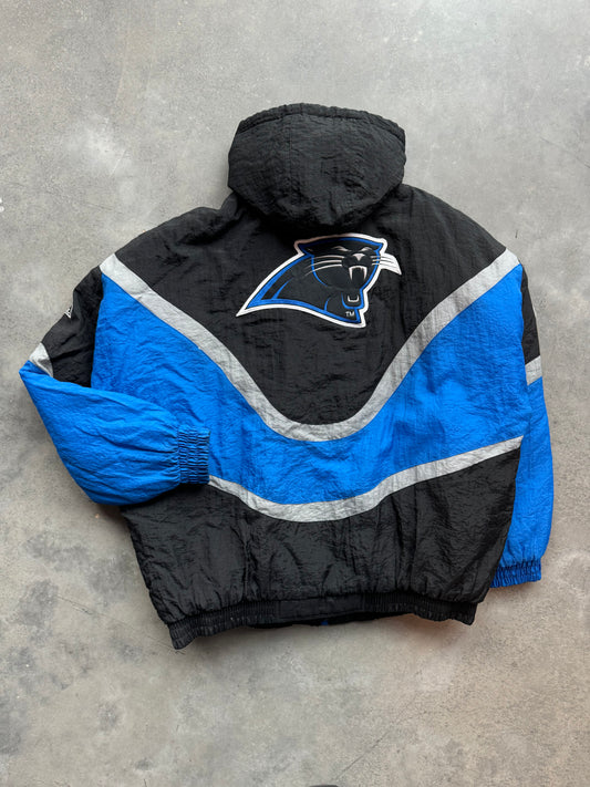 90’s Carolina Panthers Vintage Apex One Colorblocked Heavyweight NFL Puffer Jacket (XL)