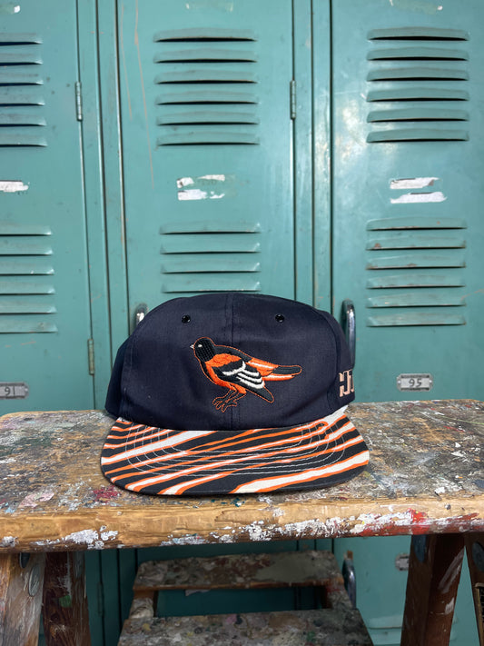 90’s Baltimore Orioles Vintage Zebra Print MLB Snapback Hat (OSFA)