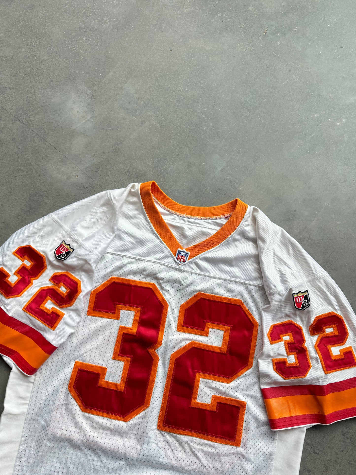 90’s Tampa Bay Buccaneers Errict Rhett Vintage Creamsicle Era Vintage Wilson Heavyweight Stitched NFL Authentic Jersey (48/XL)