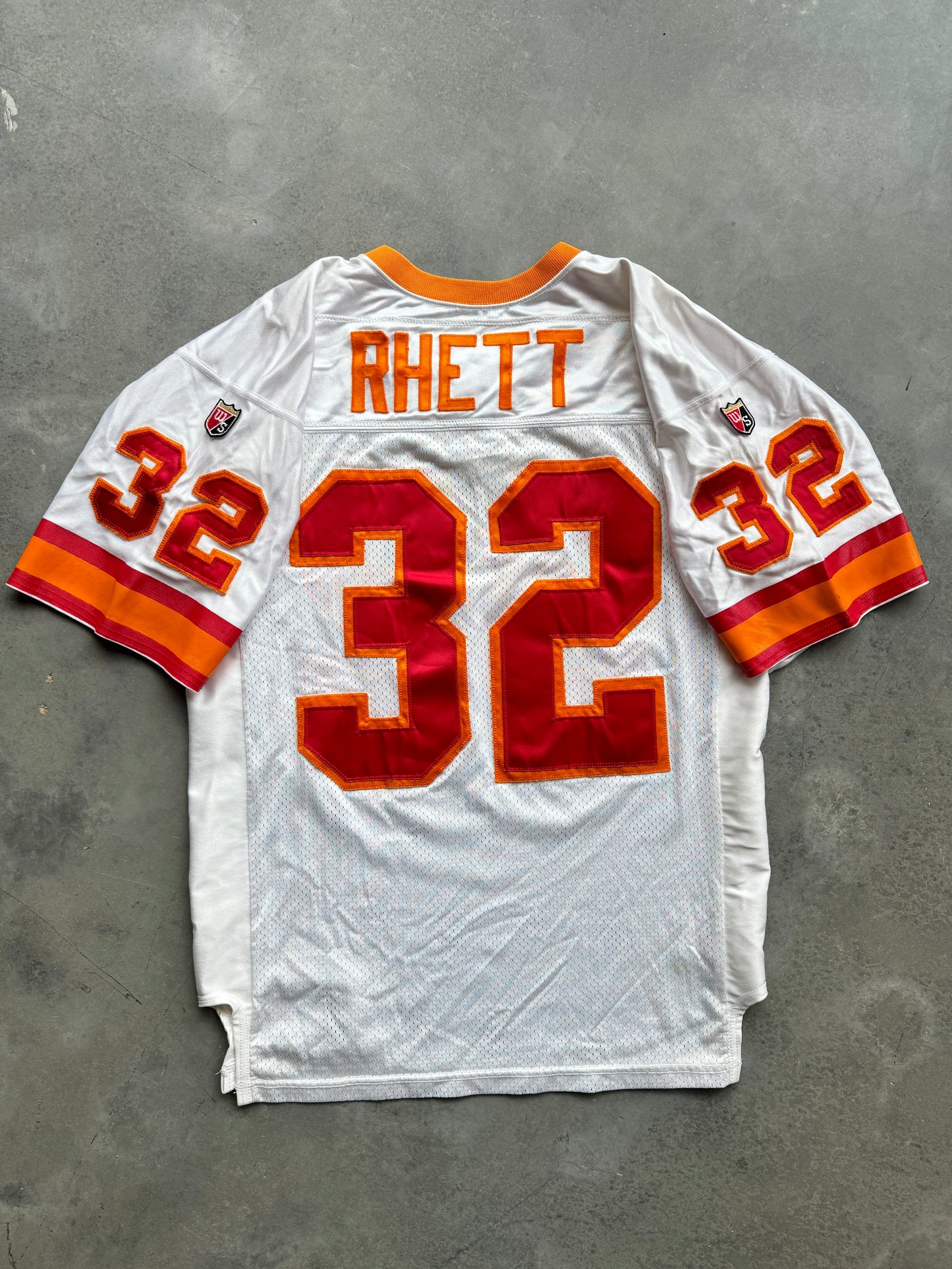 90’s Tampa Bay Buccaneers Errict Rhett Vintage Creamsicle Era Vintage Wilson Heavyweight Stitched NFL Authentic Jersey (48/XL)