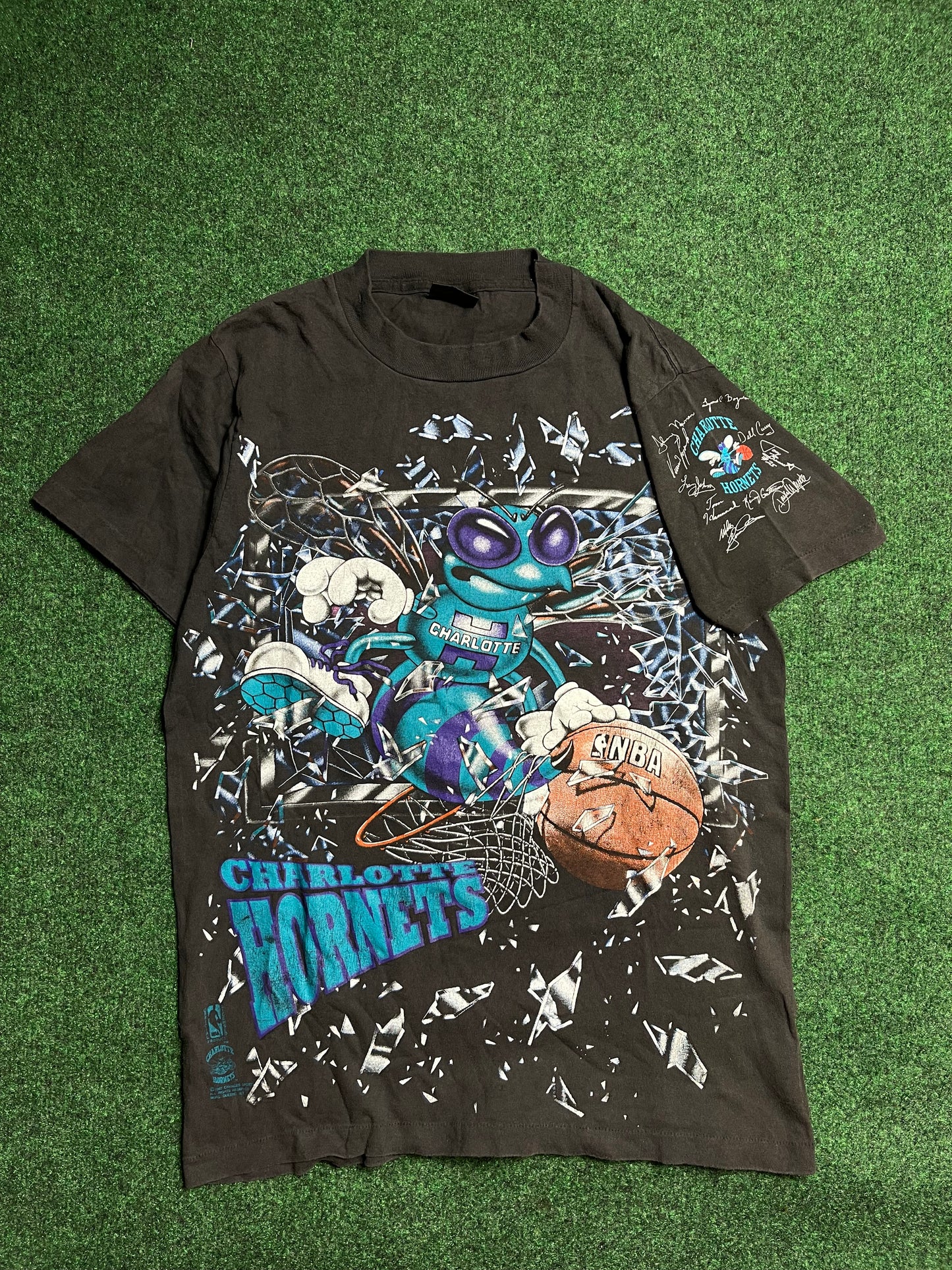 1992 Charlotte Hornets Vintage Shattered Backboard NBA Tee (Medium)