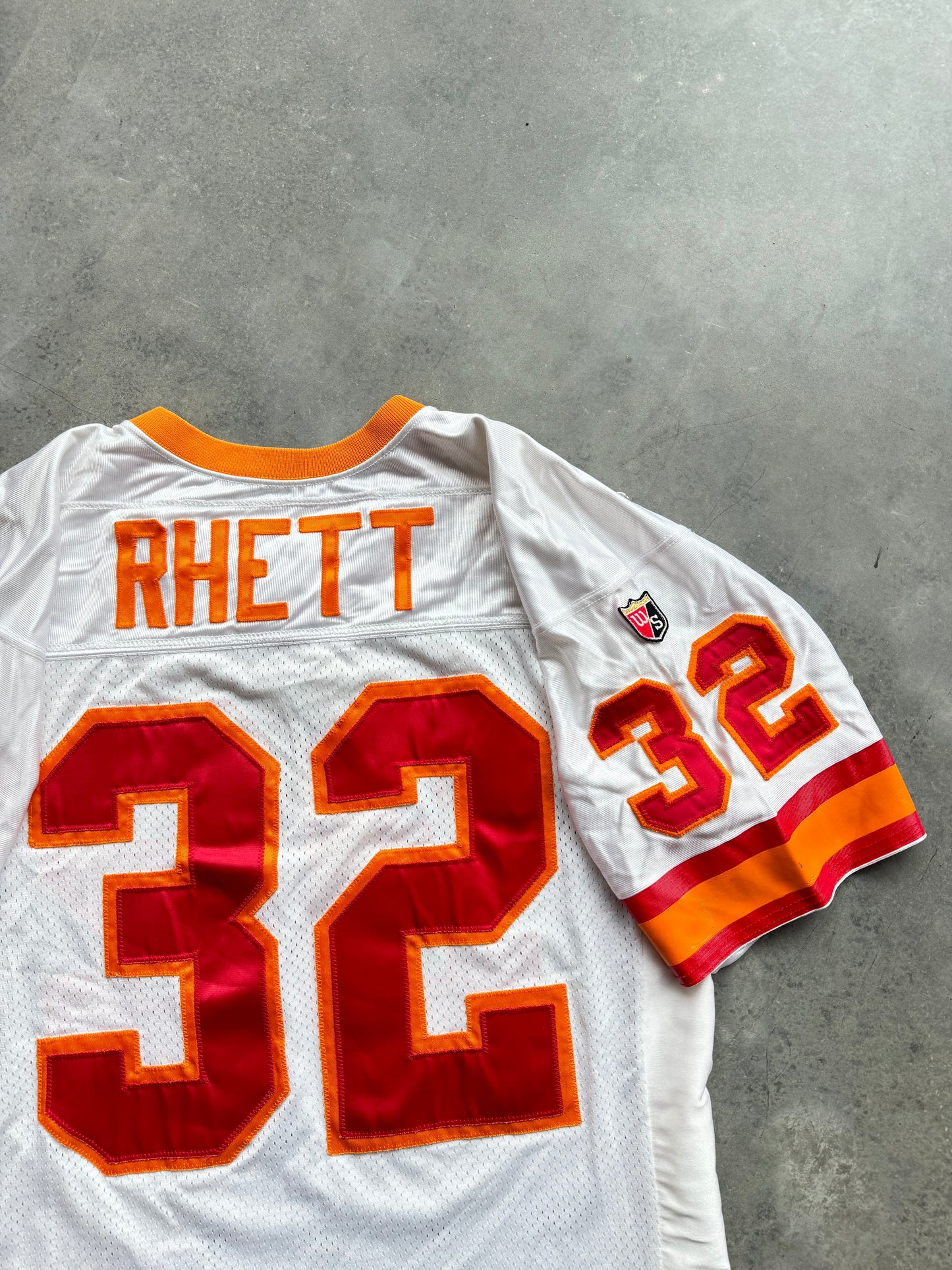 90’s Tampa Bay Buccaneers Errict Rhett Vintage Creamsicle Era Vintage Wilson Heavyweight Stitched NFL Authentic Jersey (48/XL)