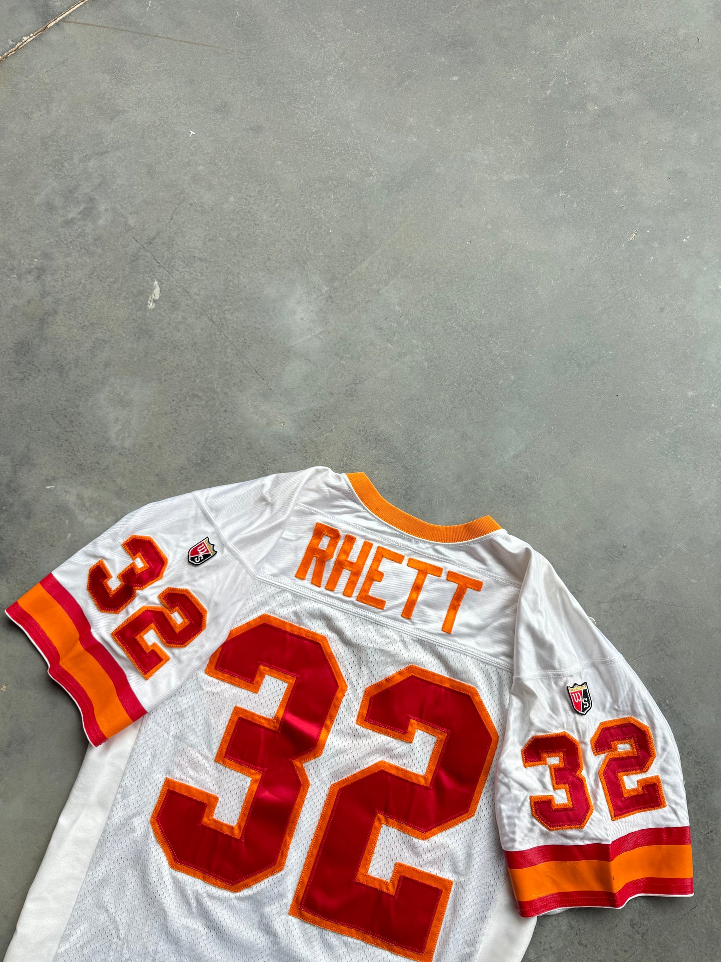 90’s Tampa Bay Buccaneers Errict Rhett Vintage Creamsicle Era Vintage Wilson Heavyweight Stitched NFL Authentic Jersey (48/XL)