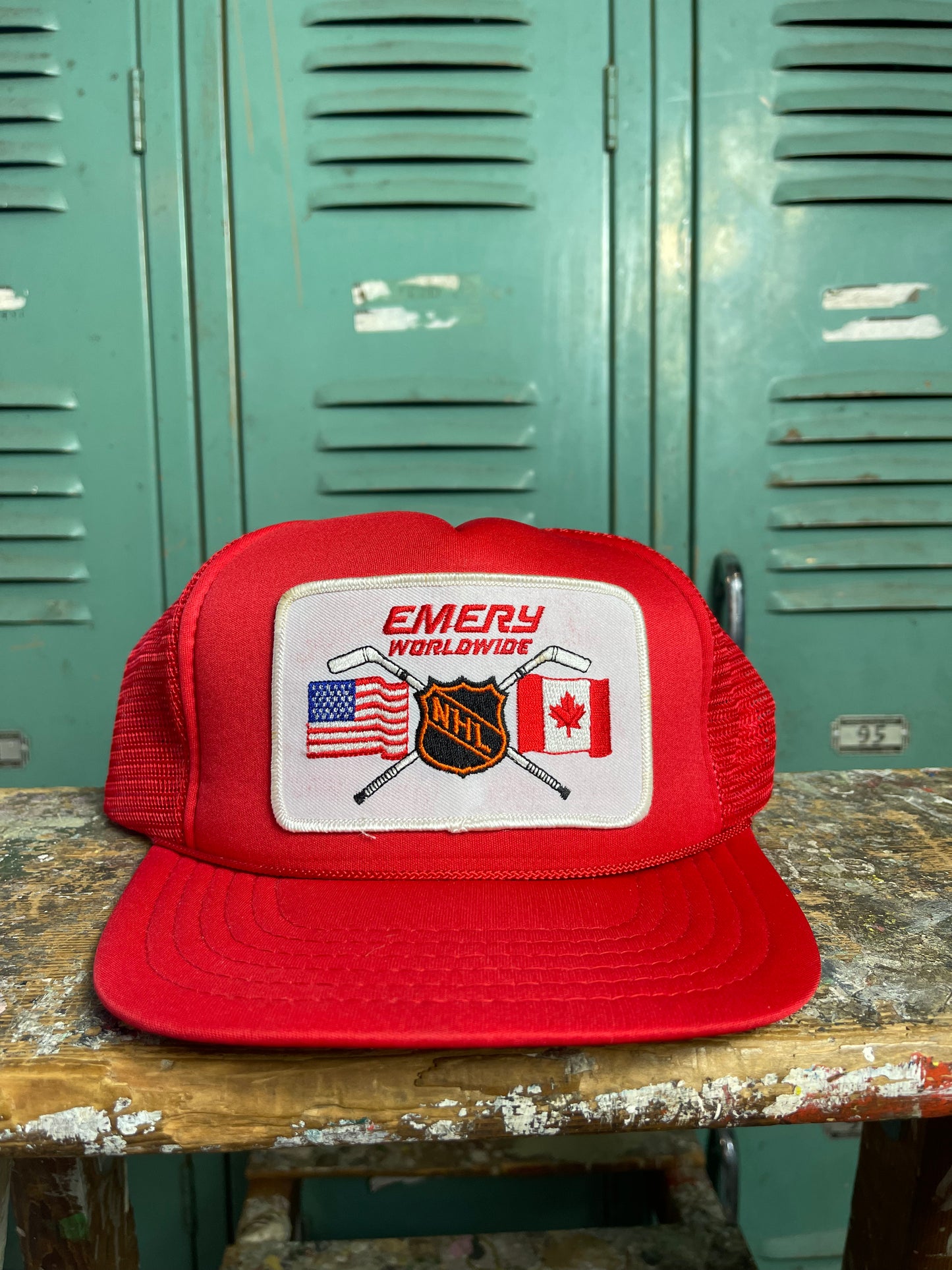 90’s Emery Worldwide Vintage NHL Hockey Trucker Snapback Hat (OSFA)