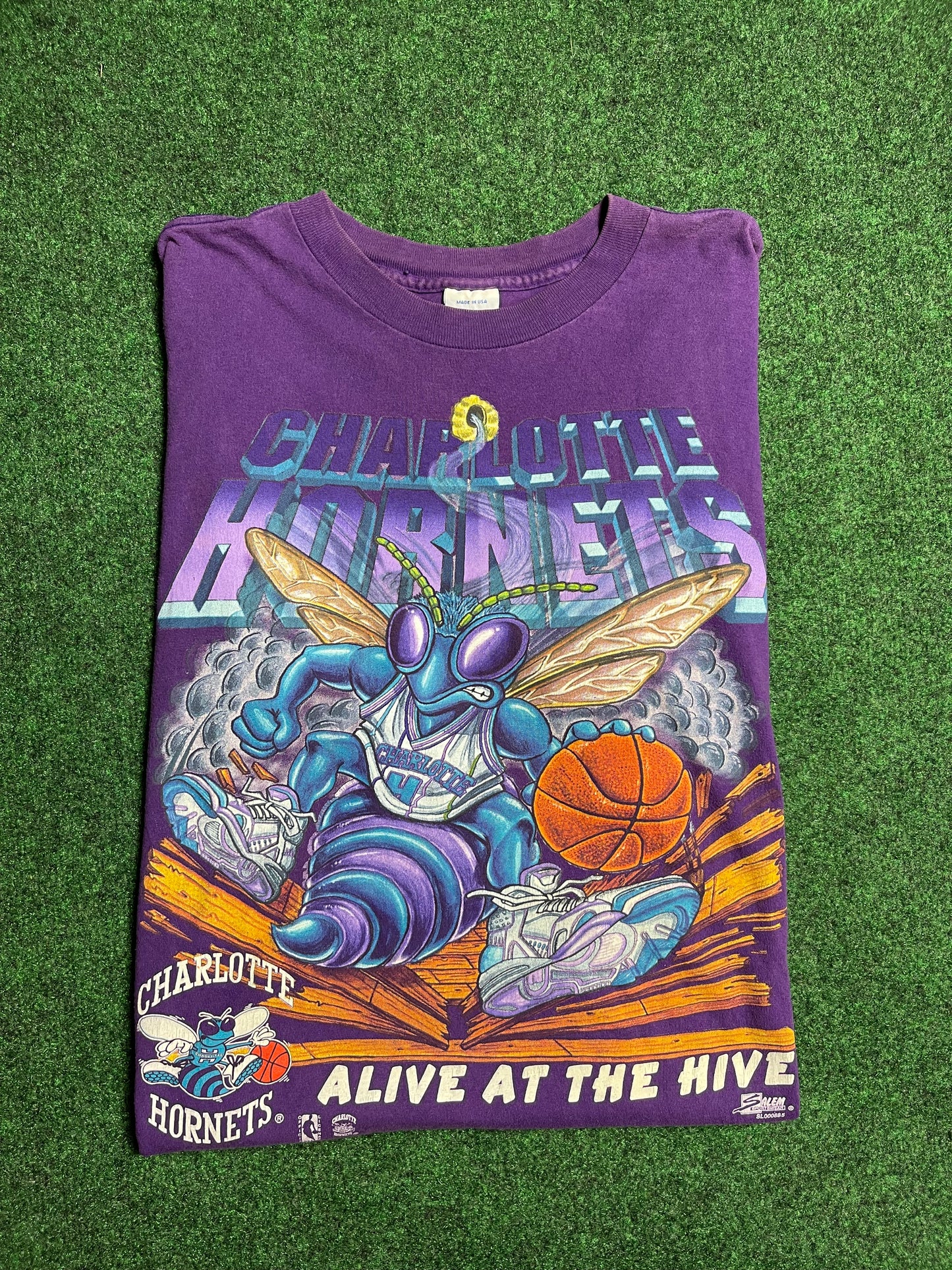 90’s Charlotte Hornets “Alive at the Hive” Vintage Salem Sportswear Tee (Large)