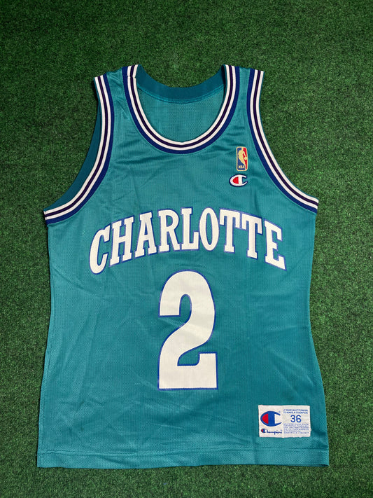 1991 Charlotte Hornets Larry Johnson Vintage NBA Champion Jersey (36/Small)