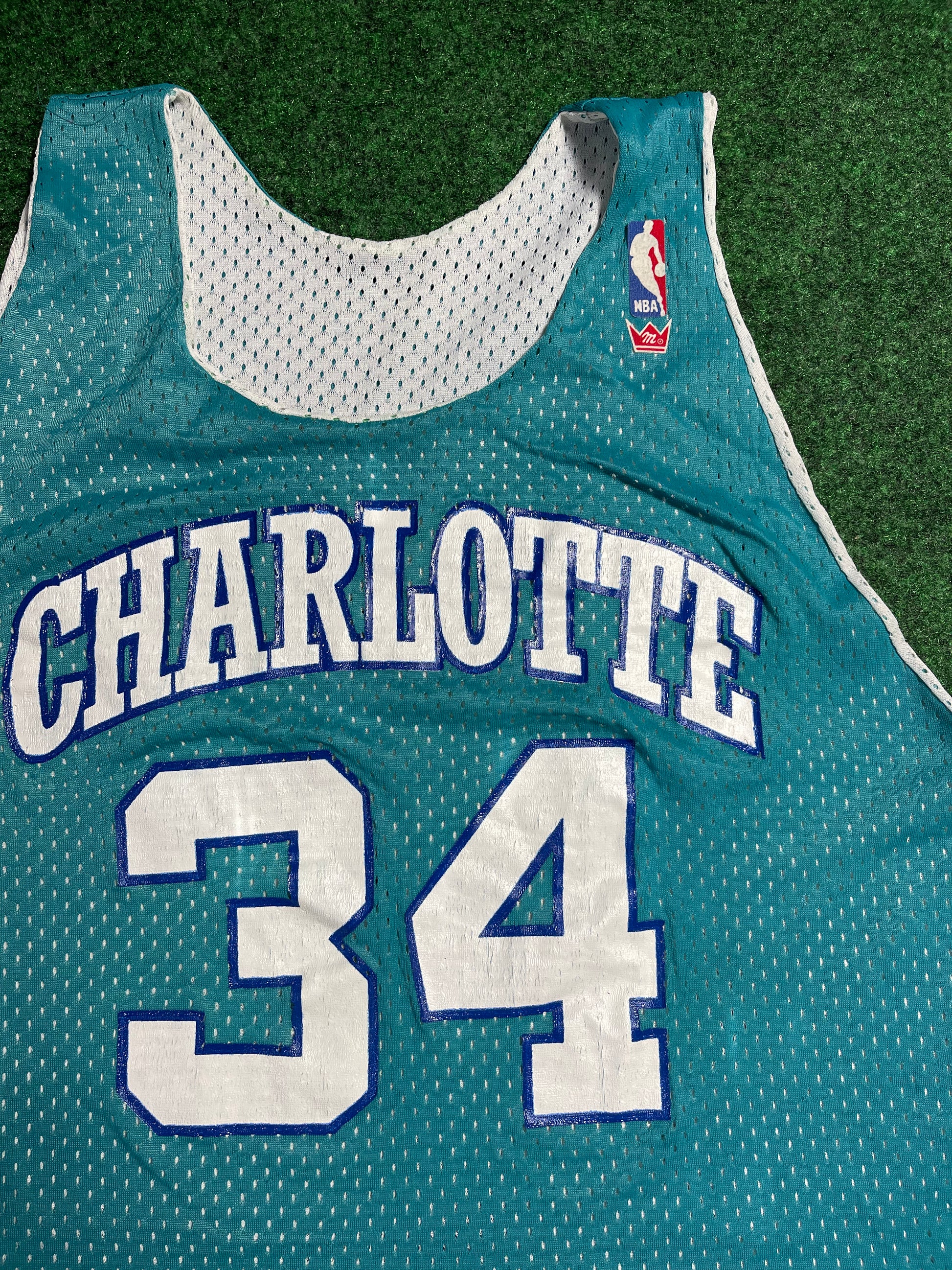 1990 Charlotte Hornets J.R. Reid Vintage Mesh Practice Jersey Large