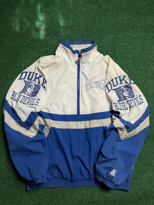 90’s Duke Blue Devils Big Logo Starter Half Zip Pullover Jacket (XL)
