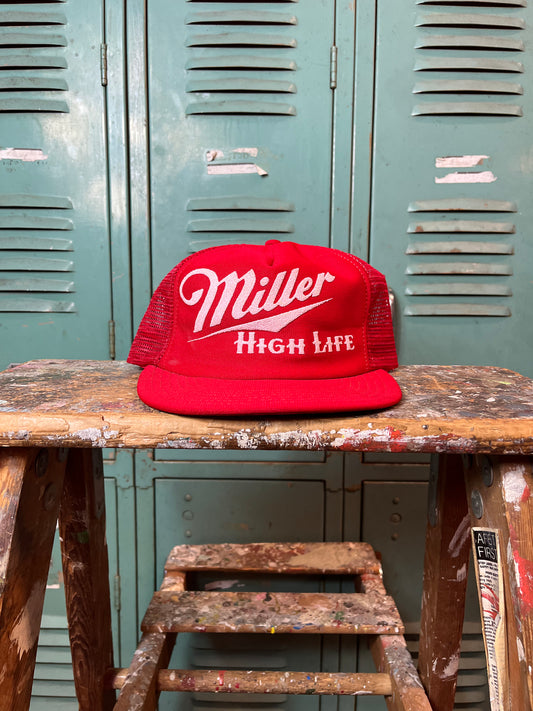80’s Miller High Life Vintage NASCAR Racing Trucker Snapback Hat (OSFA)