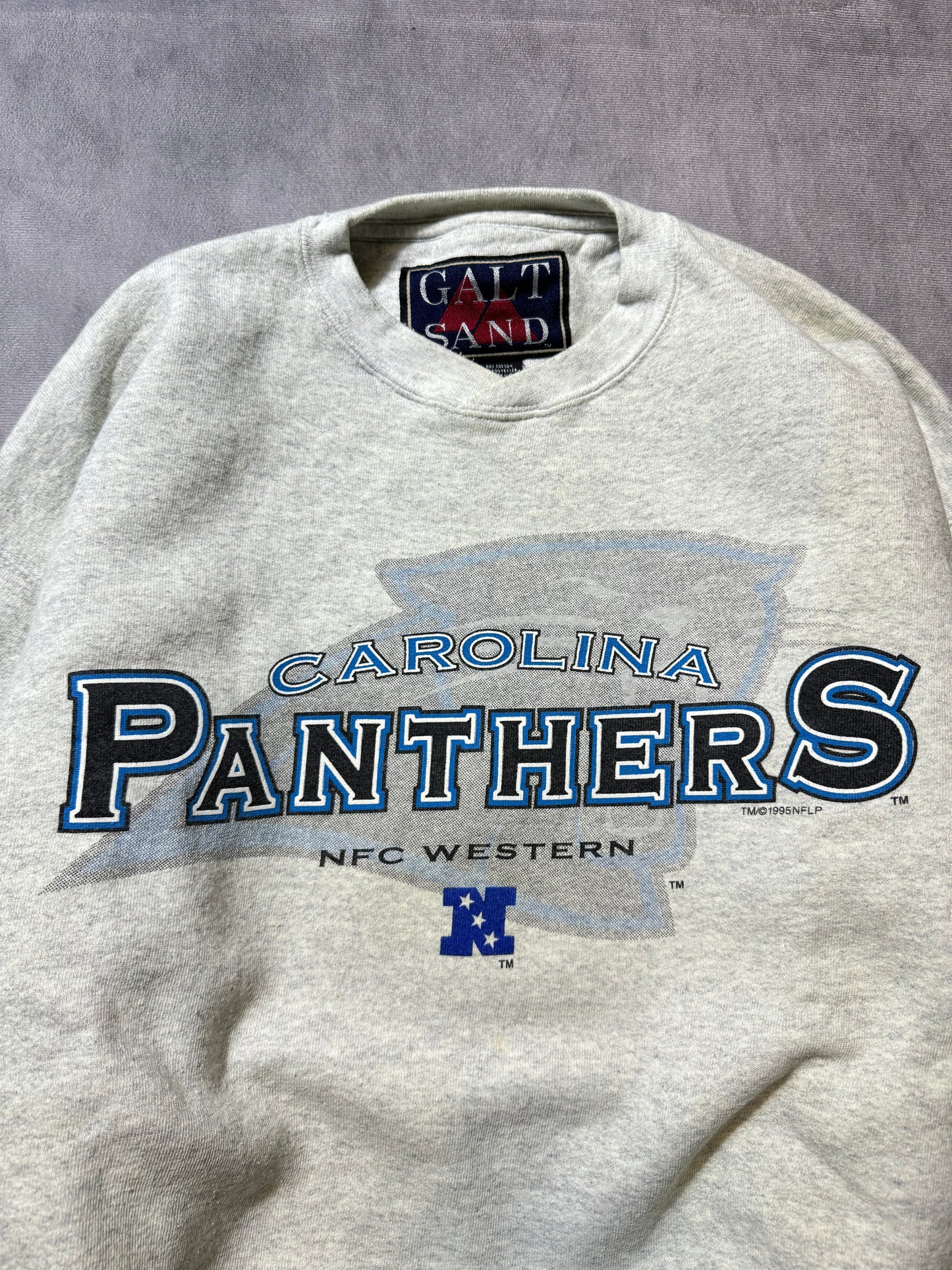 1995 Carolina Panthers Vintage Heather Grey Galt Sand Heavyweight Inaugural Season NFL Crewneck (Medium)