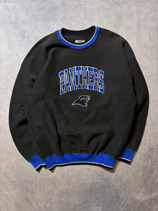 90’s Carolina Panthers Vintage Black Legends Sportswear Ribbed Embroidered NFL Crewneck (Large)