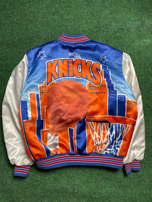 90’s New York Knicks Vintage NBA Chalkline Fanimation Satin Jacket (XL)