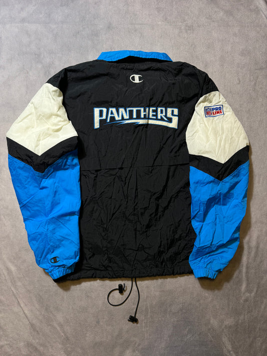 90’s Carolina Panthers Vintage Colorblocked Champion NFL Sideline Windbreaker Jacket (Large)