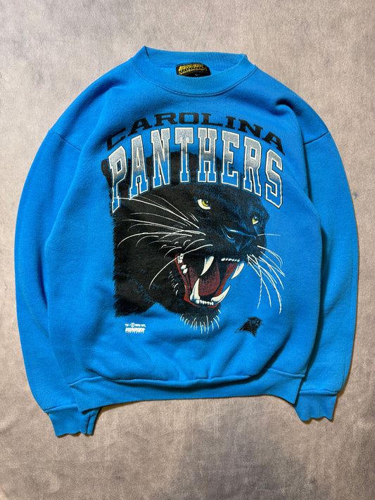 1993 Carolina Panthers Vintage Blue Hummer Sportswear Big Face Realistic NFL Crewneck (Medium)