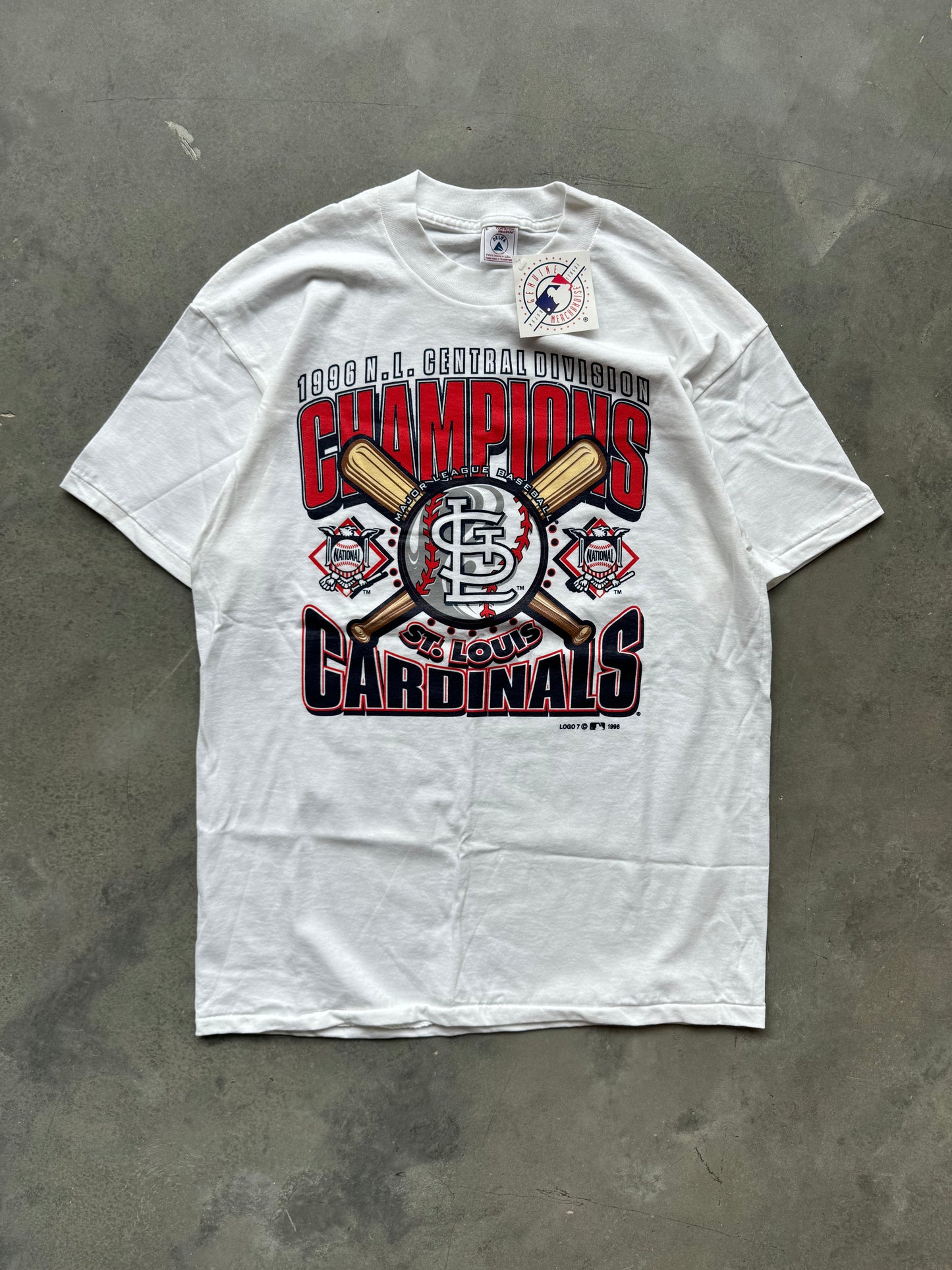 1996 St. Louis Cardinals NL Central Division Champions Vintage MLB Tee - Deadstock (Large)