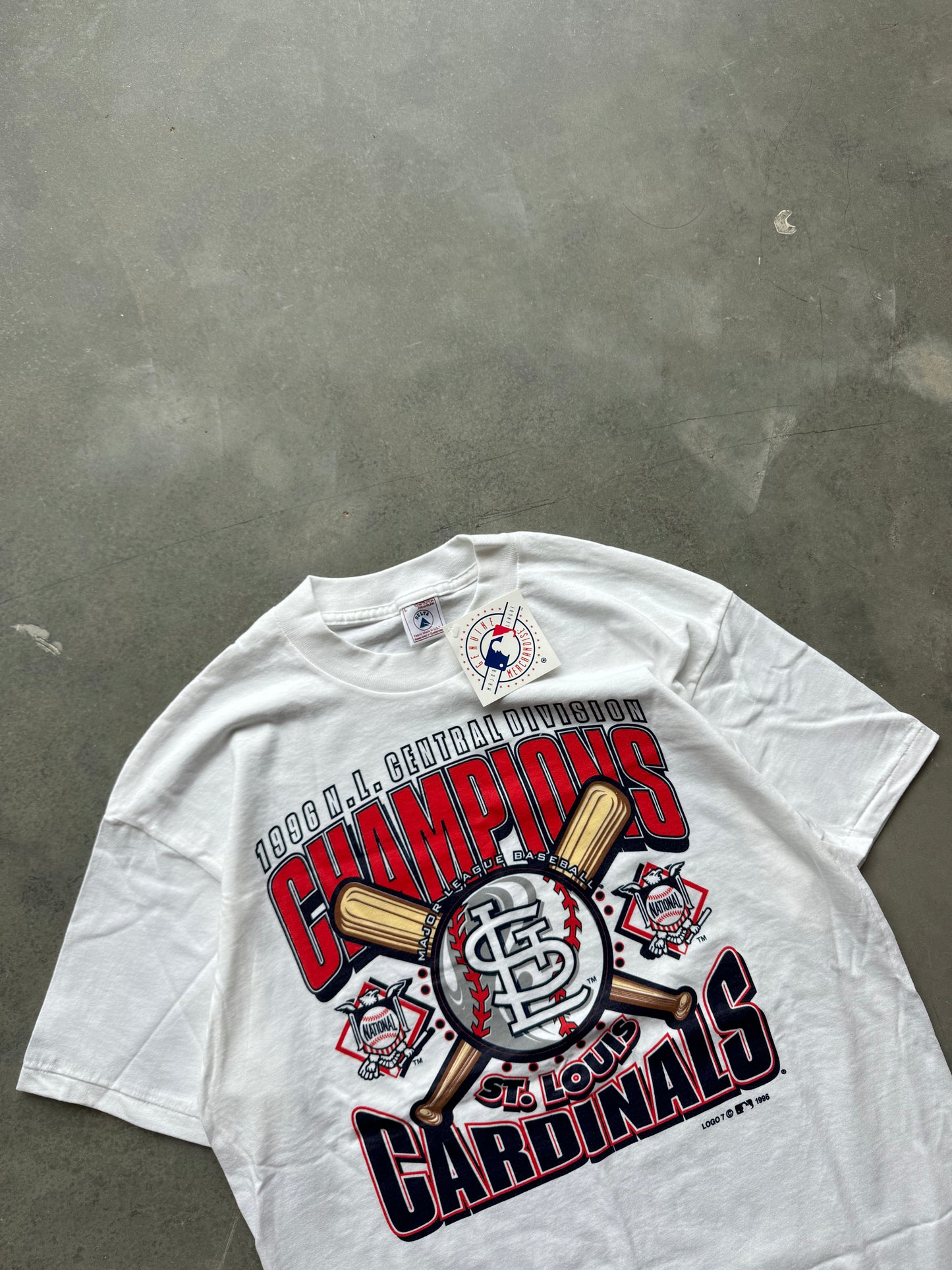 1996 St. Louis Cardinals NL Central Division Champions Vintage MLB Tee - Deadstock (Large)
