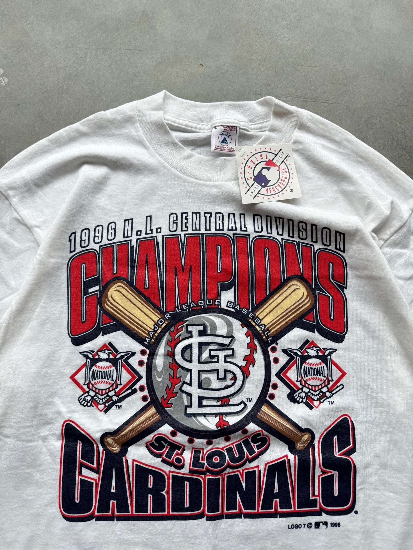 1996 St. Louis Cardinals NL Central Division Champions Vintage MLB Tee - Deadstock (Large)