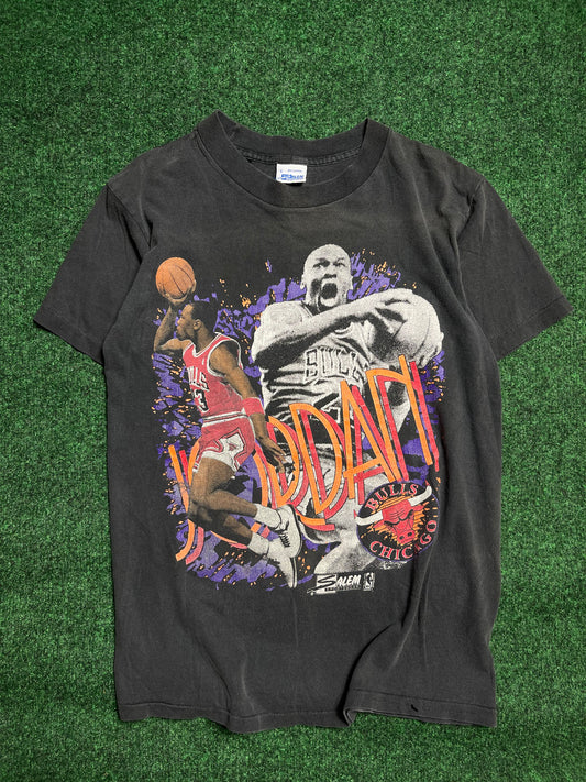 1990 Chicago Bulls Michael Jordan Faded Vintage NBA Tee (Small)