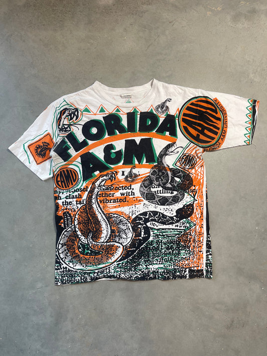 90’s FAMU Rattlers Vintage HBCU All Over Print Tee (Medium)