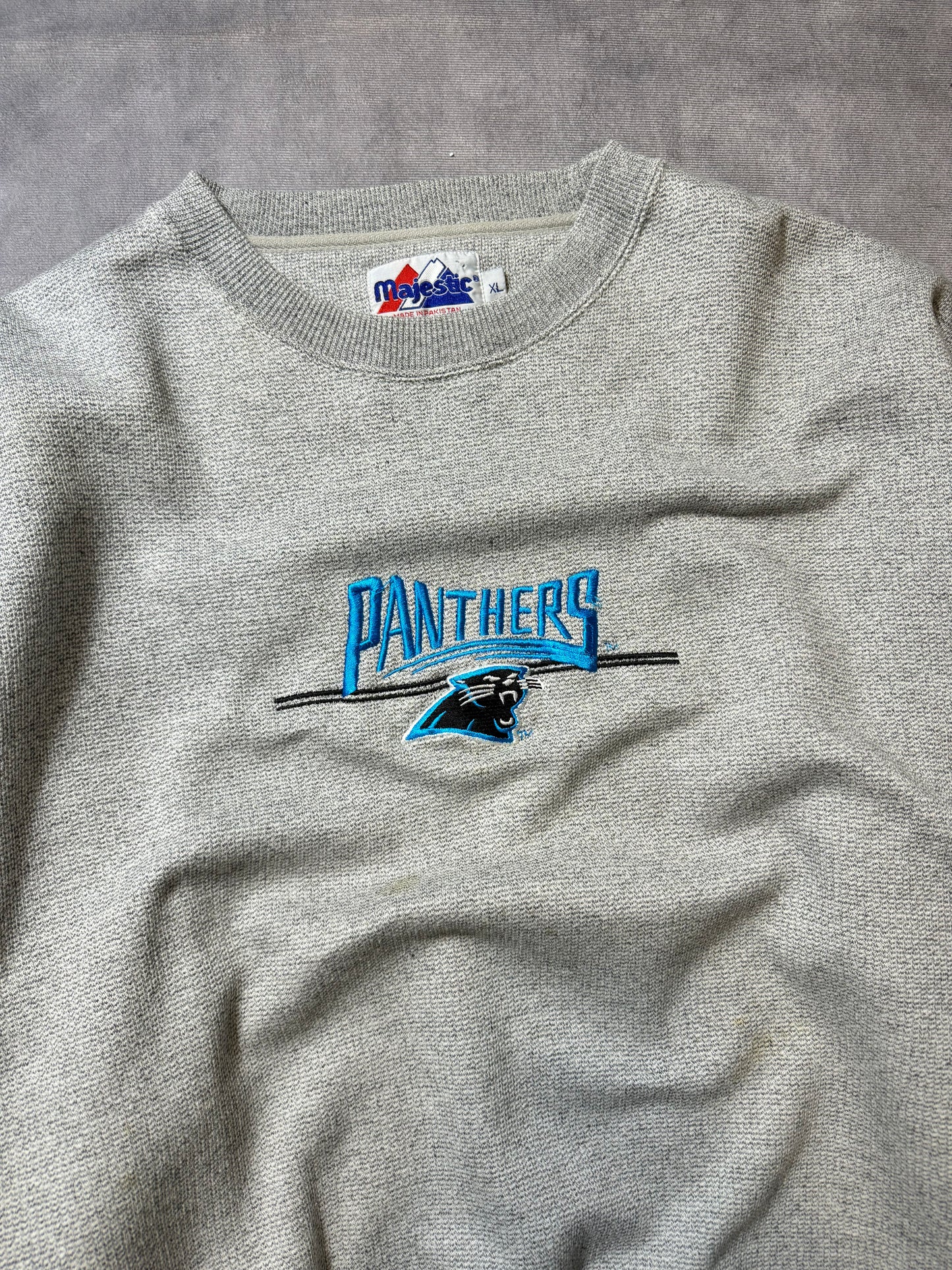 90’s Carolina Panthers Vintage Center Logo Embroidered Heavyweight OG Wordmark NFL Crewneck (XXL)