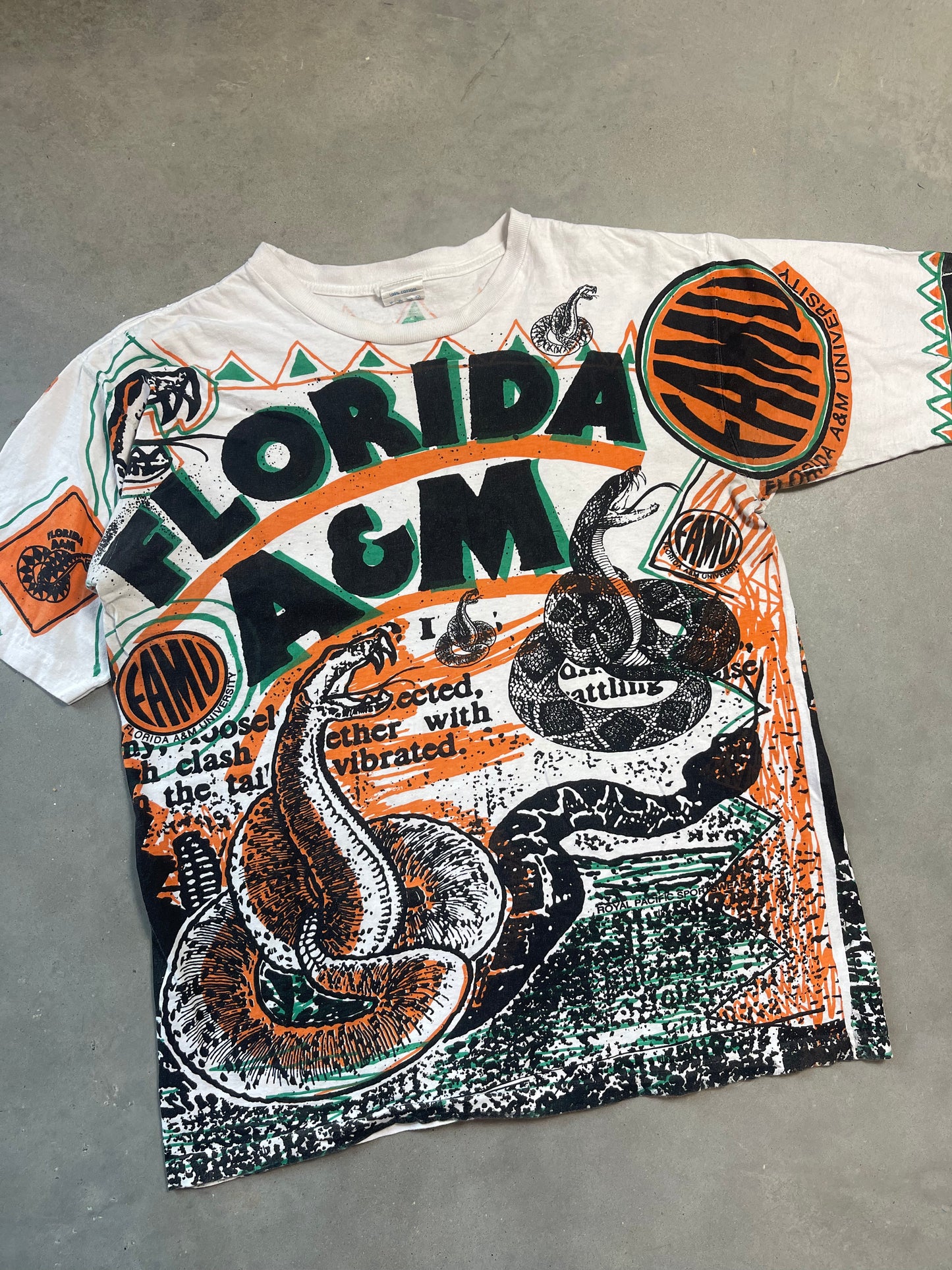 90’s FAMU Rattlers Vintage HBCU All Over Print Tee (Medium)