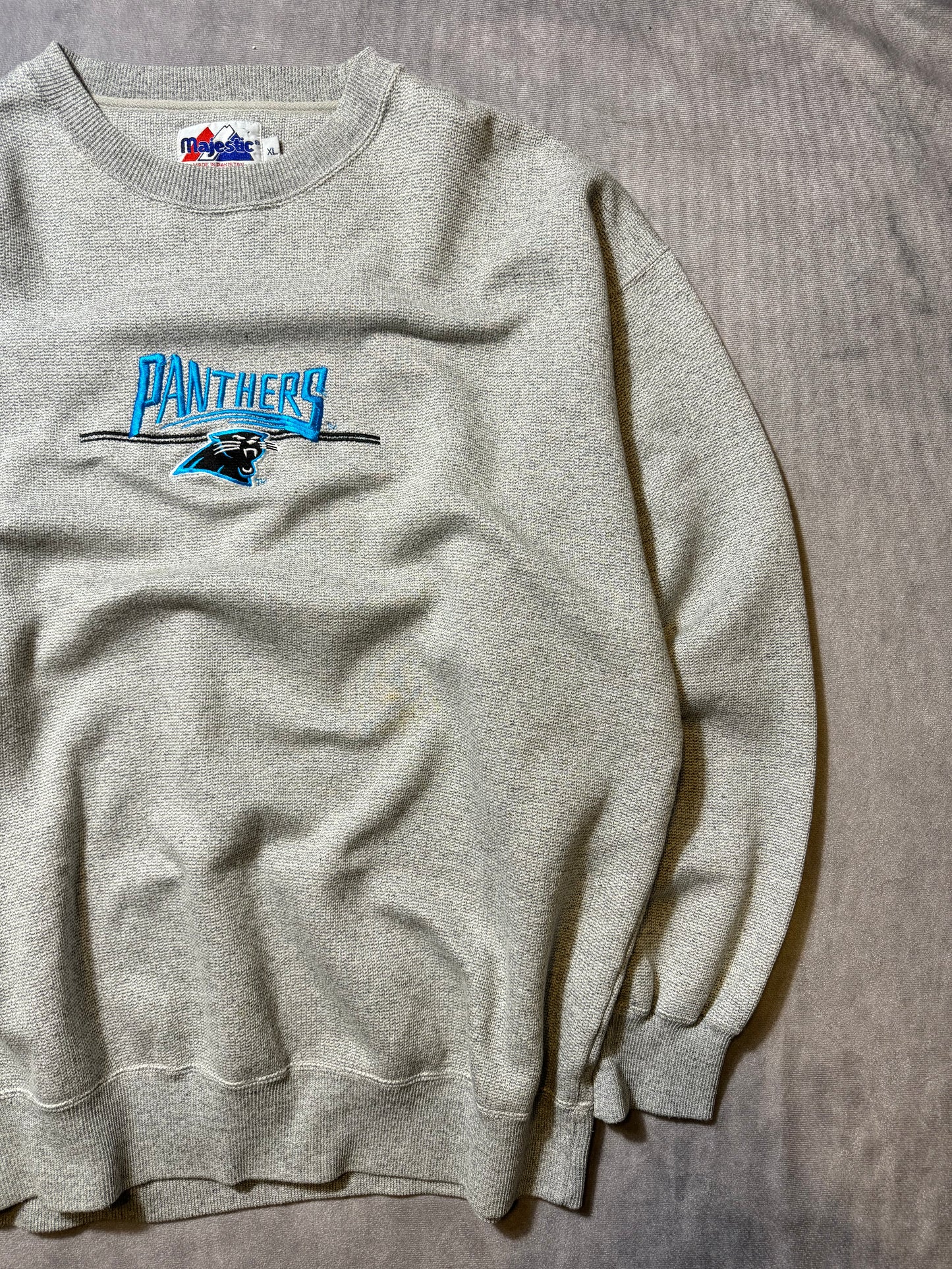 90’s Carolina Panthers Vintage Center Logo Embroidered Heavyweight OG Wordmark NFL Crewneck (XXL)