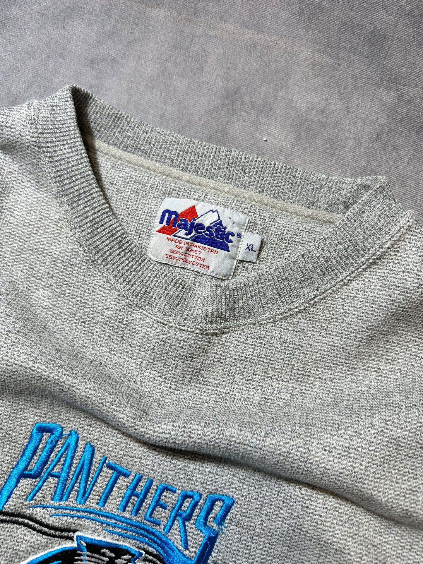 90’s Carolina Panthers Vintage Center Logo Embroidered Heavyweight OG Wordmark NFL Crewneck (XXL)