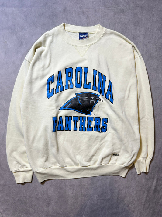 1994 Carolina Panthers Vintage Cream Bike Big Arch Block Letter Spellout NFL Crewneck (XL)