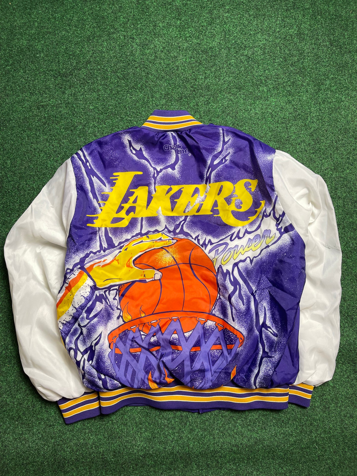 90’s Los Angeles Lakers Vintage Chalkline Fanimation NBA Satin Jacket (Large)