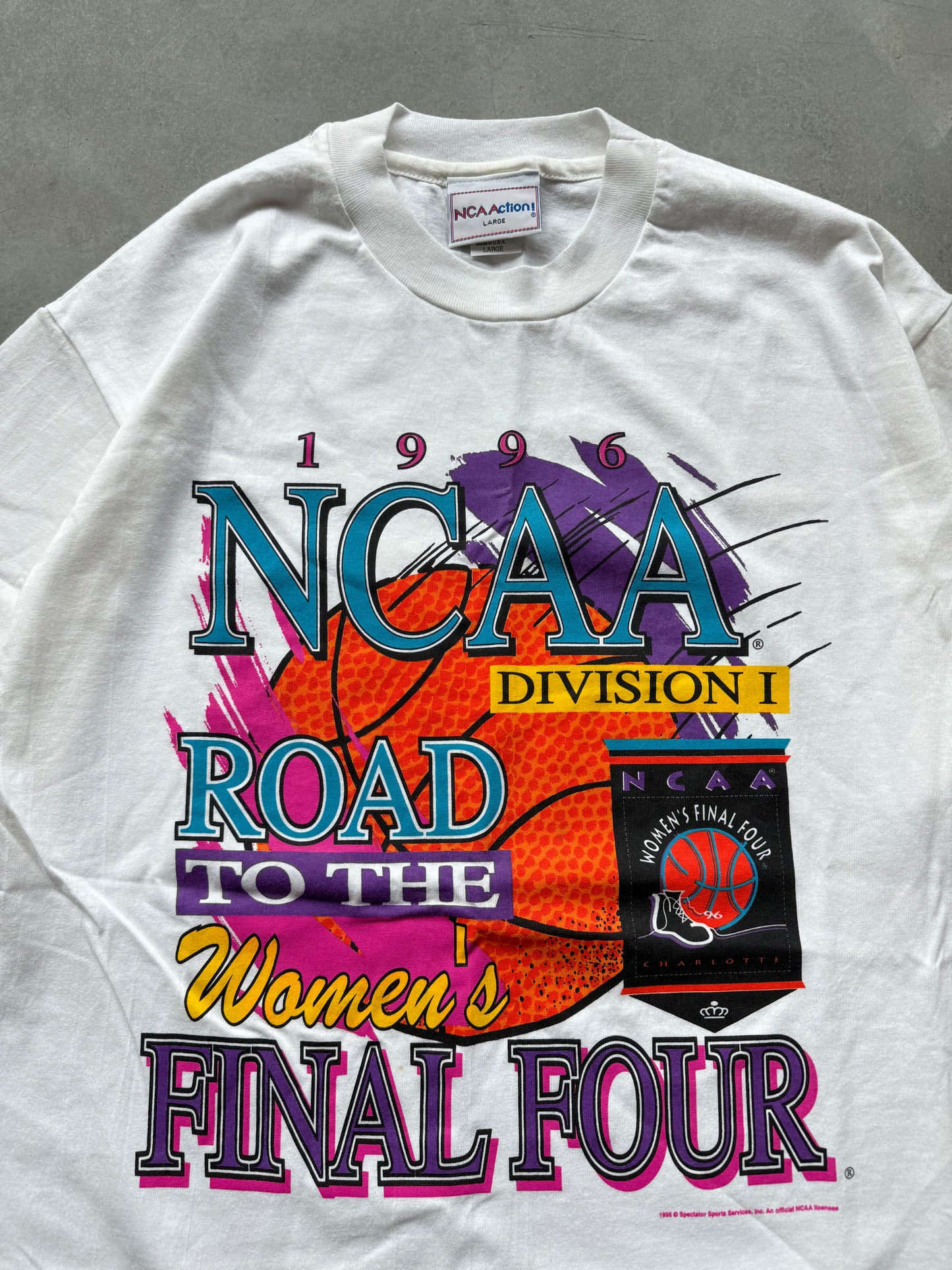 1996 Charlotte NCAA Women’s Final Four Vintage College Basketball Tee - Deadstock (Large)