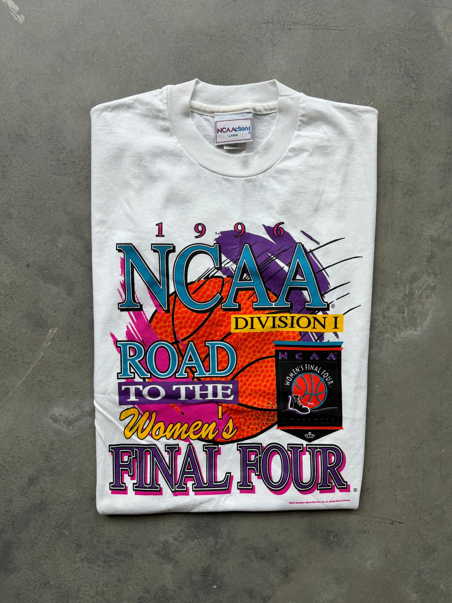 1996 Charlotte NCAA Women’s Final Four Vintage College Basketball Tee - Deadstock (Large)