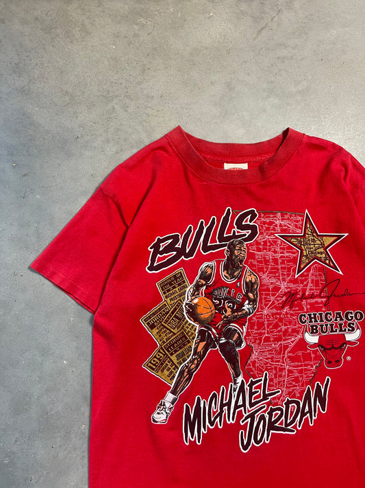 90’s Chicago Bulls Michael Jordan Vintage Nutmeg Mills NBA Map Tee (