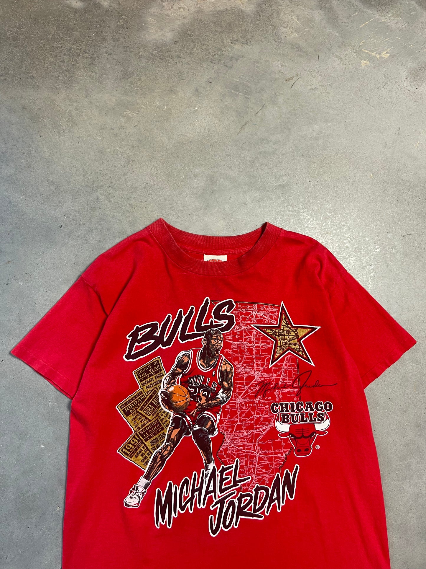 90’s Chicago Bulls Michael Jordan Vintage Nutmeg Mills NBA Map Tee (