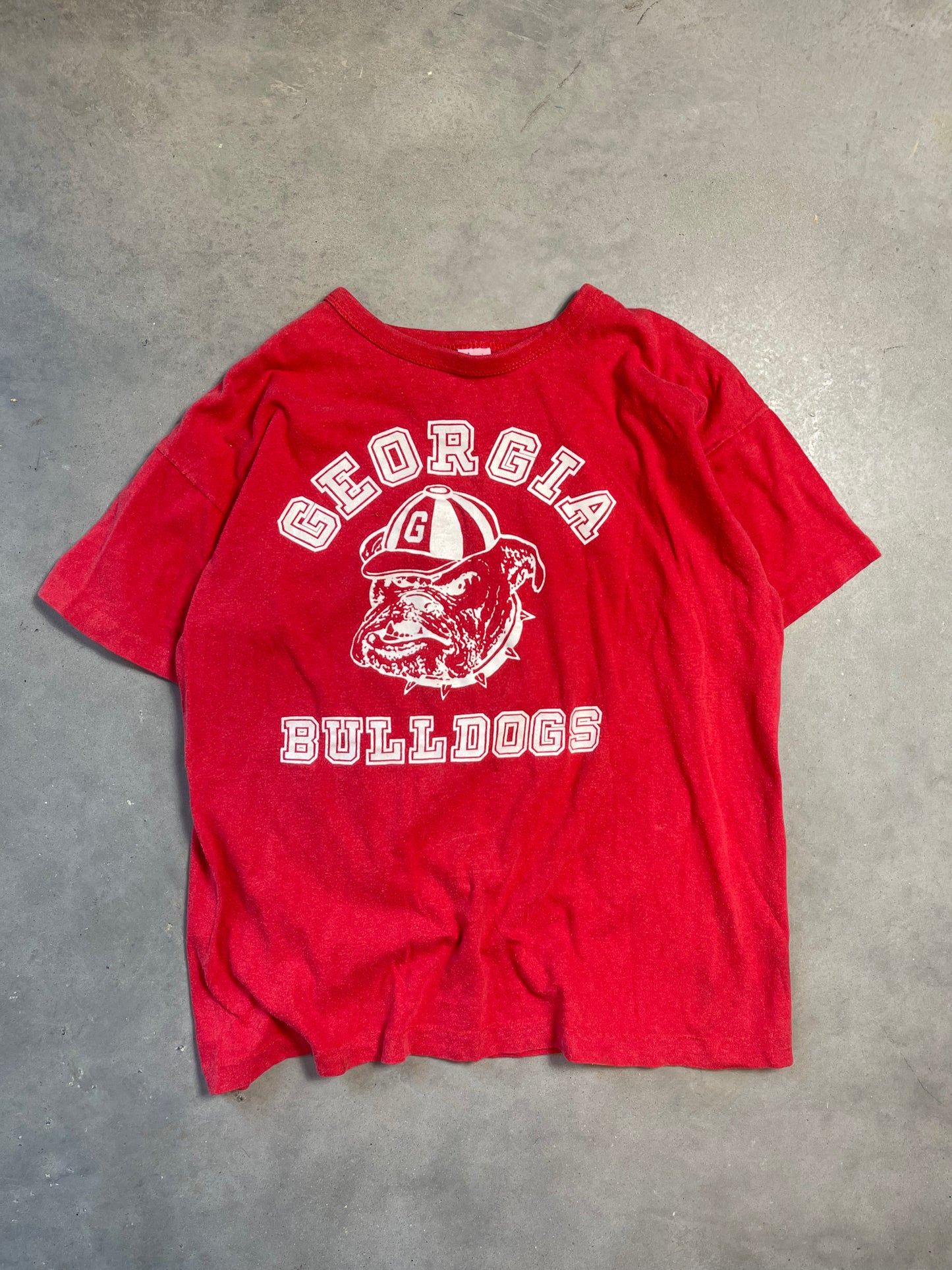 80’s Georgia Bulldogs Vintage Big Face Mascot Champion Tee (Medium)