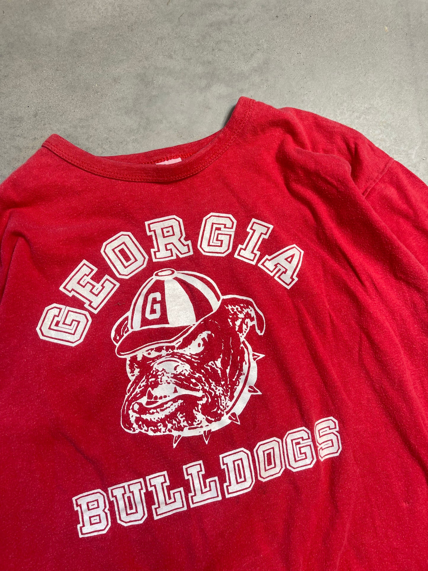 80’s Georgia Bulldogs Vintage Big Face Mascot Champion Tee (Medium)