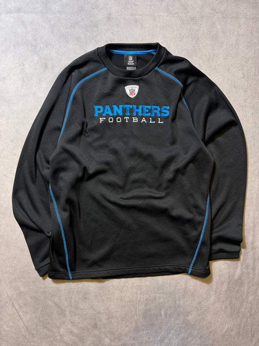 00’s Carolina Panthers Football Vintage Black NFL Equipment Sideline Style Embroidered Crewneck (Large)